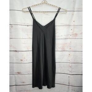 Cacique Black Slip Dress Satin Spaghetti Straps Criss Cross Back Size 18 20